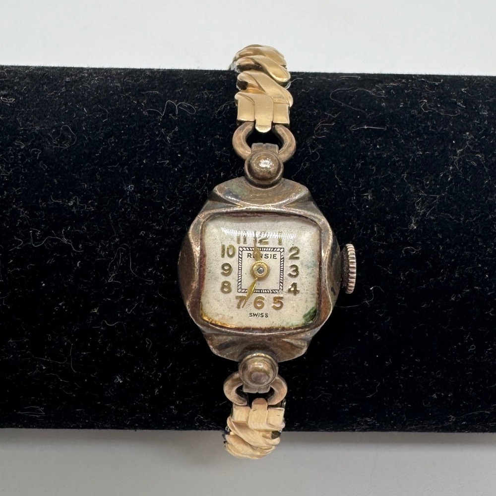 Vintage Rensie Swiss Watch 14k Rolled Gold Plated For Parts Repair Gold Tone